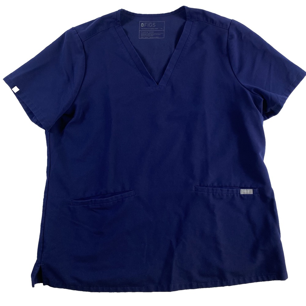 Figs‎ Scrub Blouse Women Sz XL Blue Technical Collection PO#1747